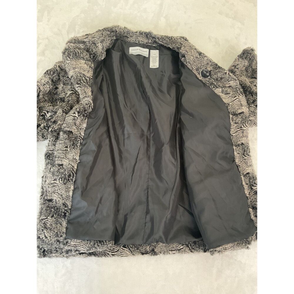 Alfred Dunner Women's Black & Gray Faux Fur Jacket (14P) 3/4 Sleeve
